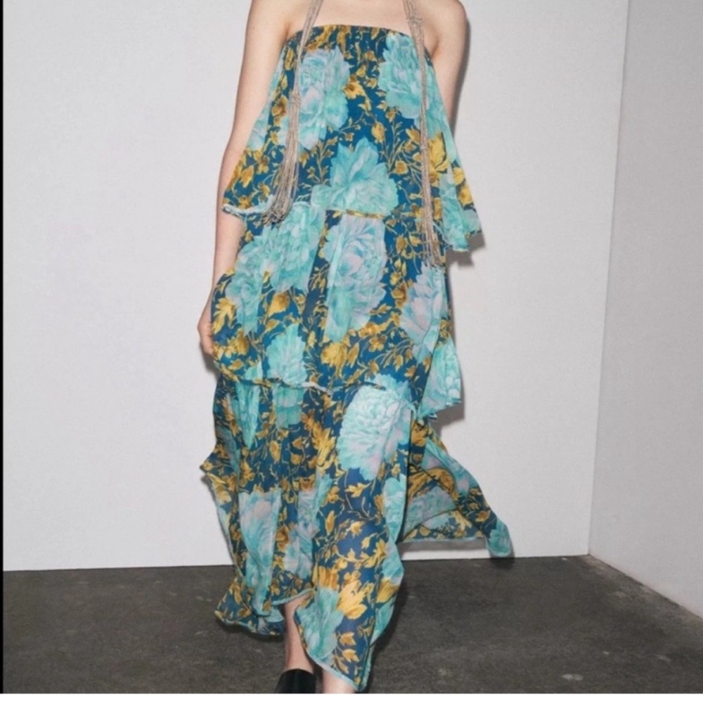 Zara - Tiered Floral Maxi Dress